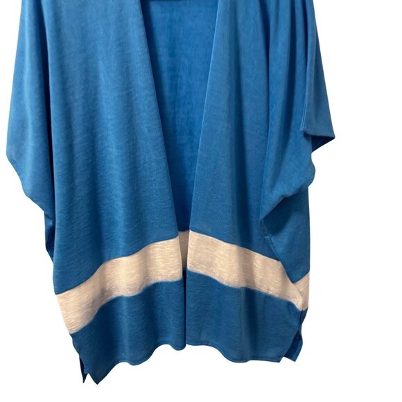 Tashon Open Front Blue & White Kimono Cardigan One Sz Open front cardigan - Picture 5 of 12